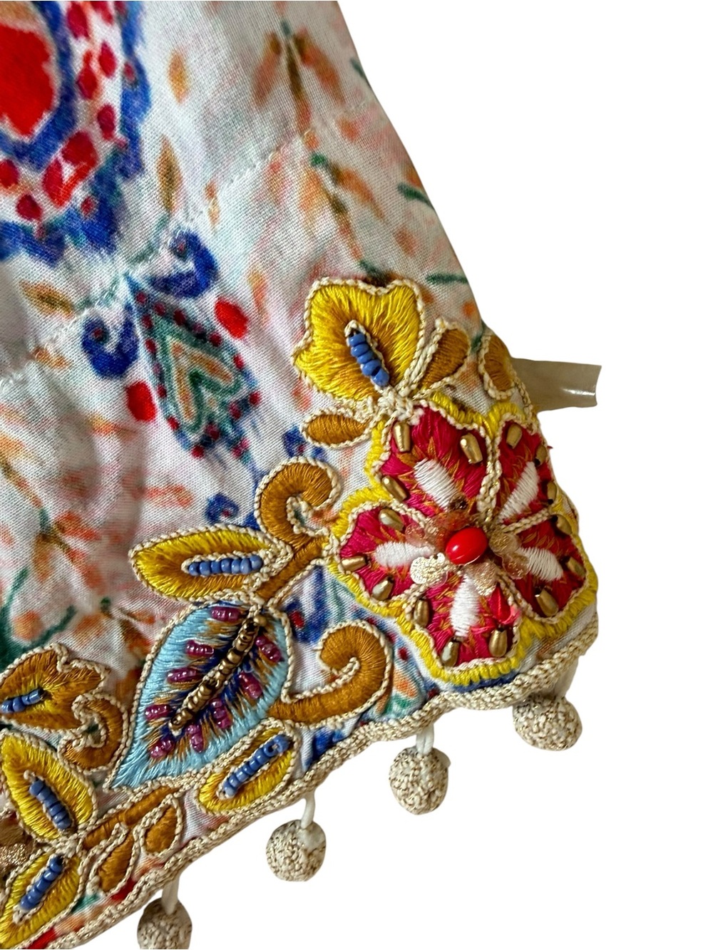 Soft Surroundings Ipanema Embroidered Beaded Caftan Maxi dress in Rio Rainbow - Picture 13 of 16